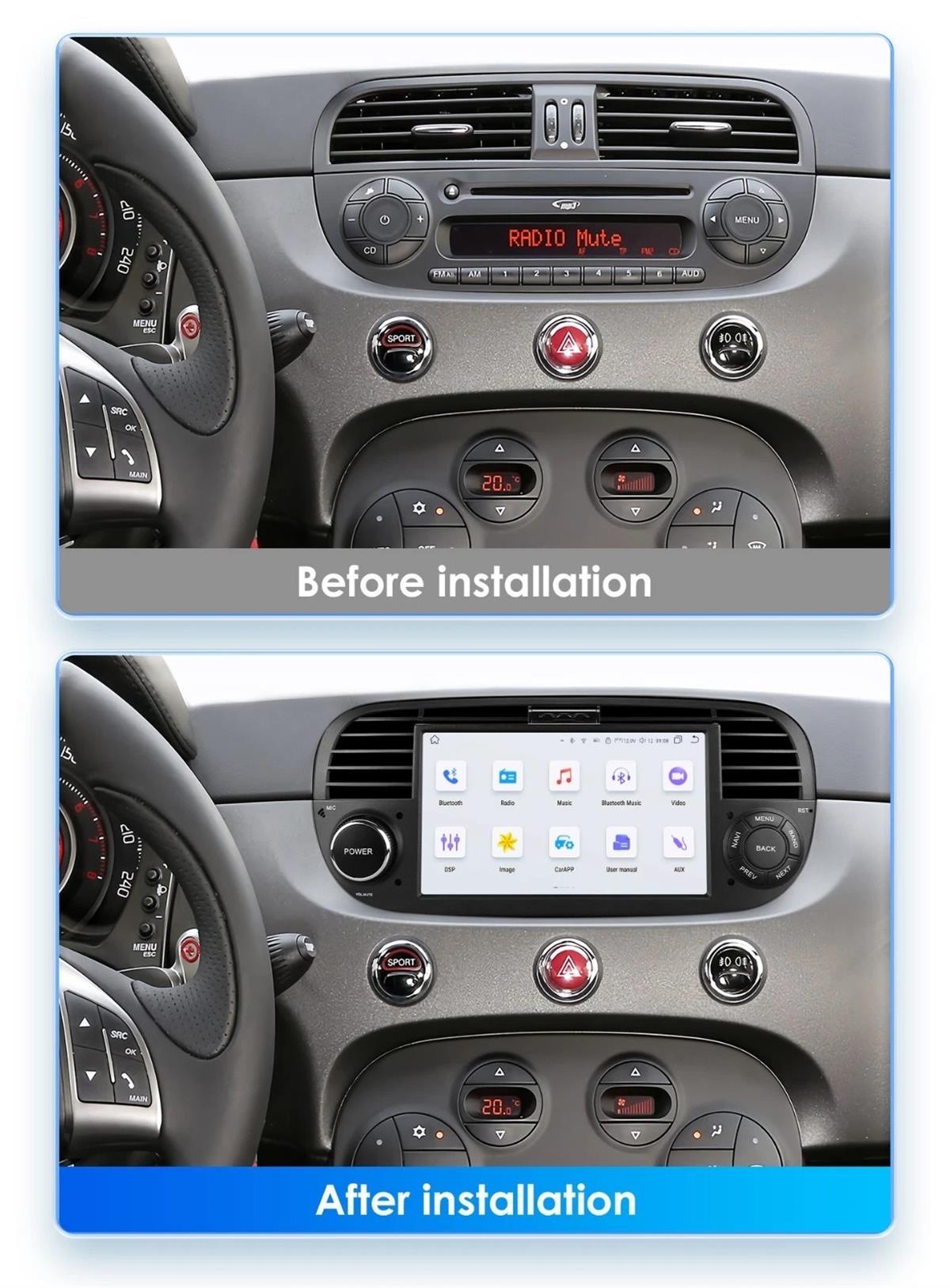 Fiat 500 2007-2024 CARPLAY ANDROİD AUTO 4RAM KAMERA HEDİYE